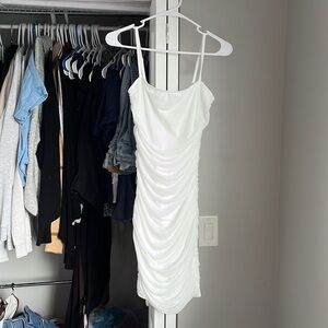 Amazon White Ruched Dress, NWOT